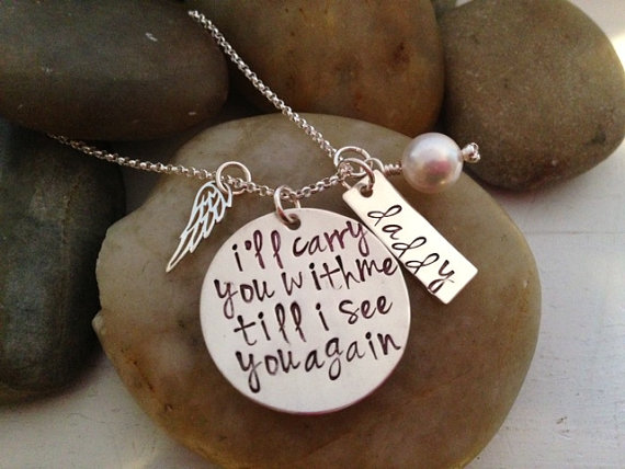 Свадьба - Memorial Jewelry - I'll Carry You With Me Till I see you Again - Hand Stamped -Personalized - Bridal Bouquet Charm