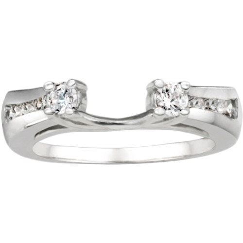 زفاف - Traditional Style Classic Engagement Ring Enhancer - 10 Karat Gold Ring Wrap with .18ct White Diamonds
