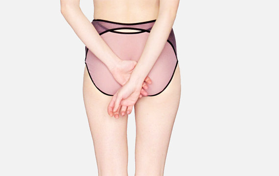 Mariage - Lilac colors Classic High style sheer panties with mesh detail.