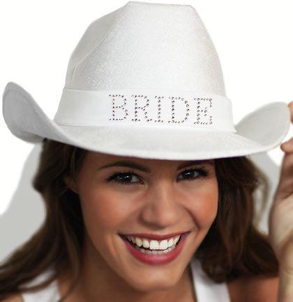 زفاف - Country Western Rhinestone Bride Hat with Veil - White Hat with White Veil, Bachelorette Party, Bridal Shower, Engagement, gettin hitched