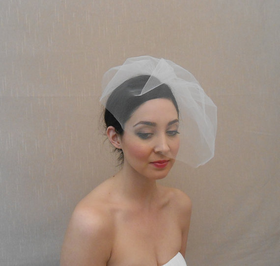 زفاف - Wedding tulle birdcage veil in ivory, white, blush, champagne, black - Ready to ship in 3-5 days