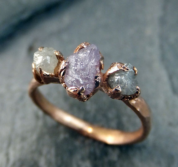 زفاف - Raw Pink Diamond Rose Gold Engagement Ring Wedding Ring Custom One Of a Kind Gemstone Ring Rough Diamond Ring byAngeline