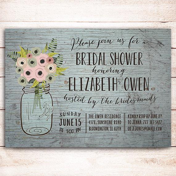 Свадьба - Rustic bridal shower invitation, mason jar bridal shower invite, bridal invitation, bridal shower, Wedding Shower, Lingerie Party