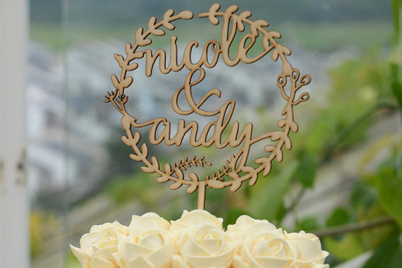 زفاف - Wedding Cake Topper Monogram Mr and Mrs cake Topper Design, Linden Wood Cake Topper, Personalized with First Names 083