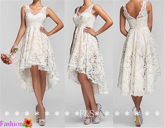 Hochzeit - High Low Ivory Lace Bridesmaid Dress,Sexy Yellow Bridesmaid Dress,Lace Homecoming Dress, Wedding Dress,Lace Prom Dress 2015,Bridesmaid Dress