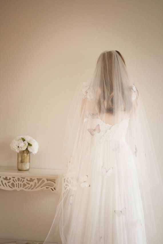 Mariage - Butterfly Veil, Elbow, Fingertip, Knee, Waltz, Floor, Chapel Or Cathedral Length, Blush Veil, Diamond White, Cathedral Veil, Chapel Veil