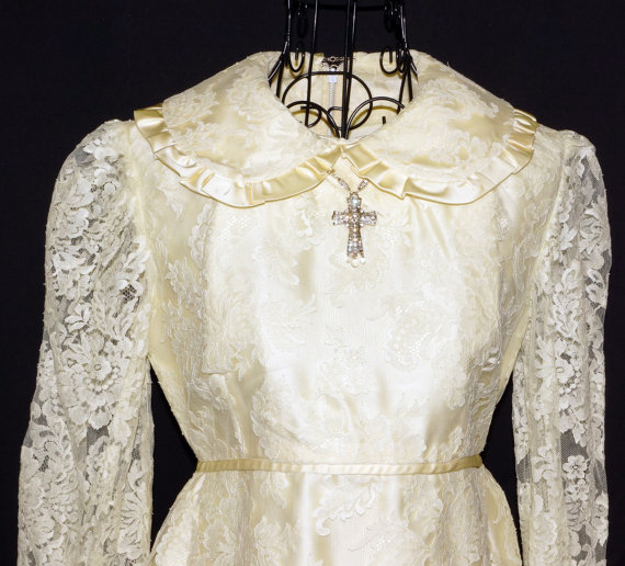 Mariage - 1960s Mini Wedding Dress Sz 2