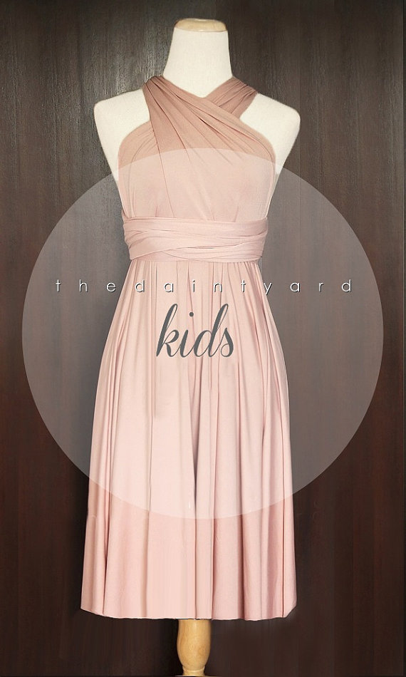 Mariage - KIDS Nude Pink Bridesmaid Convertible Dress Infinity Dress Multiway Dress Wrap Dress Wedding Dress Flower Girl Dress Twist Dress