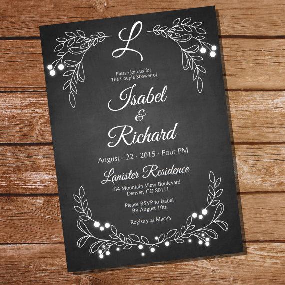Mariage - Chalkboard Couples Shower Invitation - Engagement Party Invitation - Couples Shower Invitation - Instant Download and Edit with Adobe Reader