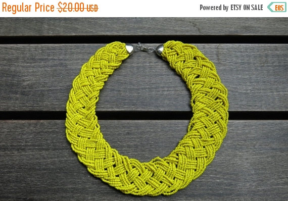 Mariage - Clearance Sales Chunky Statement Necklace  Sunflower Yellow Seed Beads Braided Statement Necklace Wedding Bridal Jewelry Bridesmaid Gift
