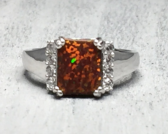 زفاف - women's black fire opal clear cz 925 sterling silver promise engagement fashion ring size 5 6 7 8 9 10