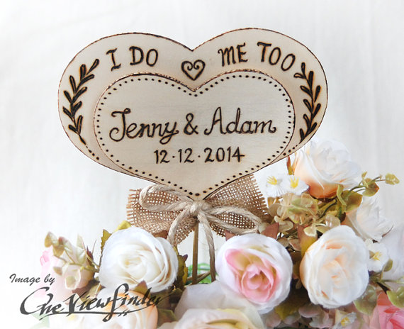Mariage - Customize Rustic Wedding Cake Topper -Heart , Initial, Rustic wedding Deco, I do, Me Too