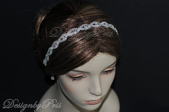 زفاف - HPH9  NEW -  Bridal Hairpiece Wedding Accessories. Wedding Headband Bridal Ribbon Rhinestone Headband - Rhinestone Ribbon Headband