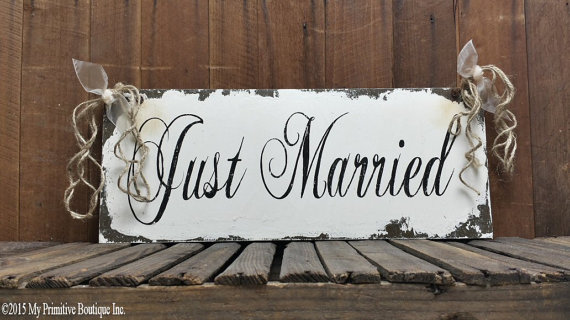 زفاف - JUST MARRIED SIGN, Ring Bearer Sign, Flower Girl Sign, Just Married Car Sign, Shabby Chic Wedding Sign