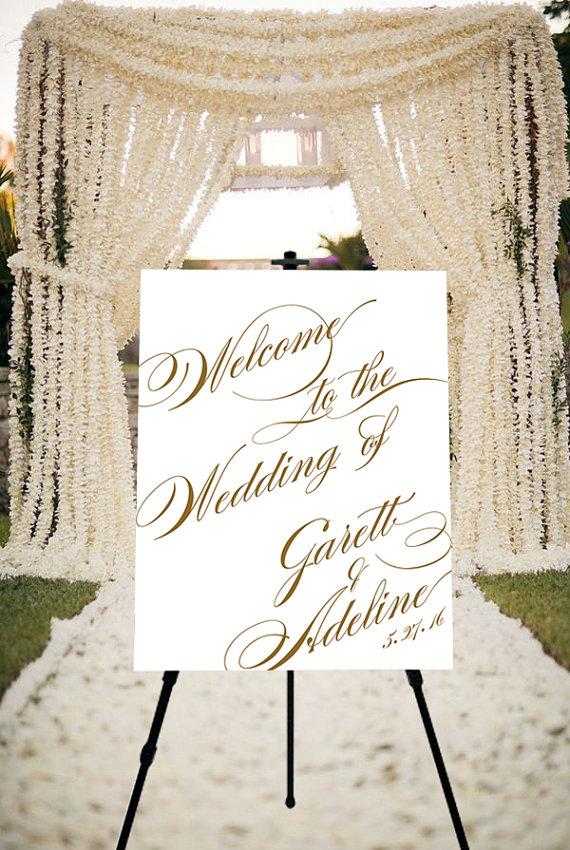Hochzeit - Printable Wedding Welcome Sign Vera - ANY SIZE / COLOR same price, customized, navy blue wedding,  wedding welcome sign printable