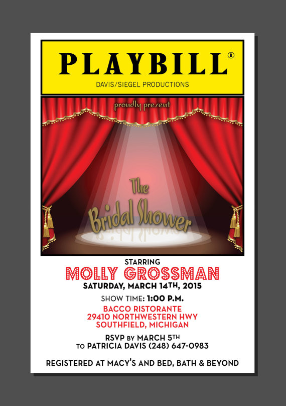 زفاف - PLAYBILL theater wedding Bridal Shower Broadway NY Theatre DIY file or printed for you