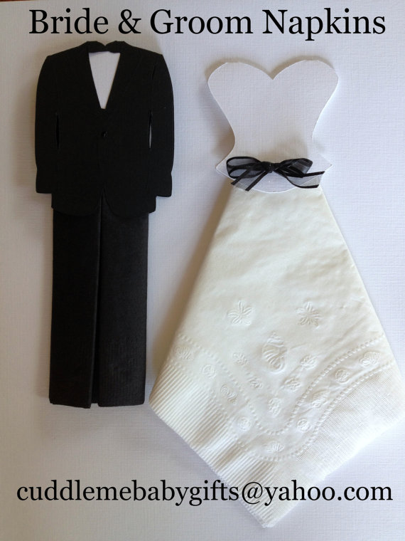 Hochzeit - Bridal Shower Bride & Groom Paper Napkins Bridal Shower Decorations Wedding Napkins Wedding