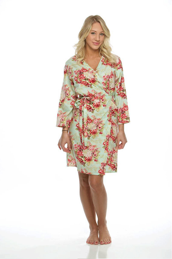 Mariage - Mint Bridesmaid Floral Robes