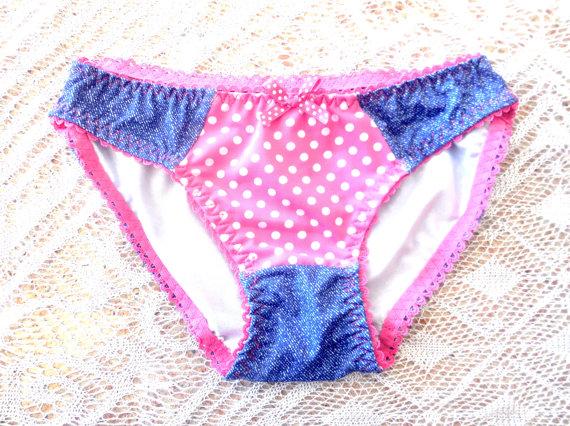 زفاف - Vintage Panties Size Small Polka Dot Pink White Blue Underwear Nickers Bikini Lingerie Retro Style Junior Undergarment Bottoms Clothing