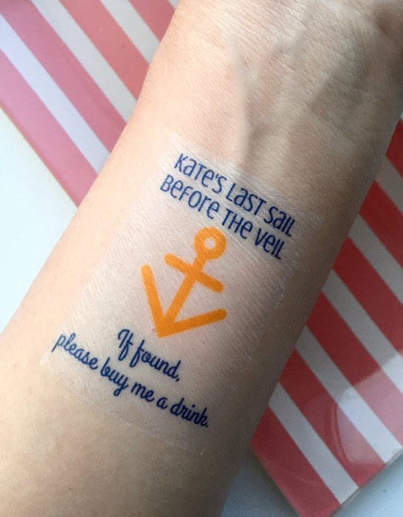 Свадьба - 10 Bachelorette Party Favor Custom Temporary Tattoos- Last Sail Before the Veil, Custom