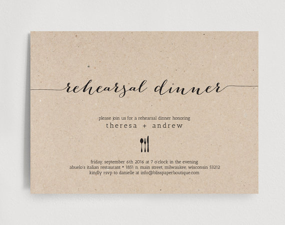 Mariage - Rehearsal Dinner Invitation, Wedding Rehearsal Editable Template - PDF Instant Download  