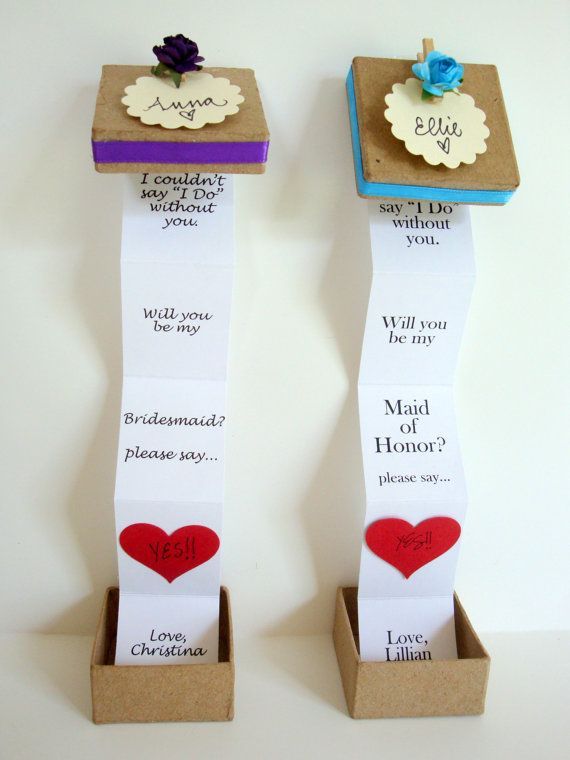 Свадьба - Set Of FIVE (5) - Pop Up Message In A Box - Will You Be My Bridesmaid, Bridesmaid Invitation, Maid Of Honor