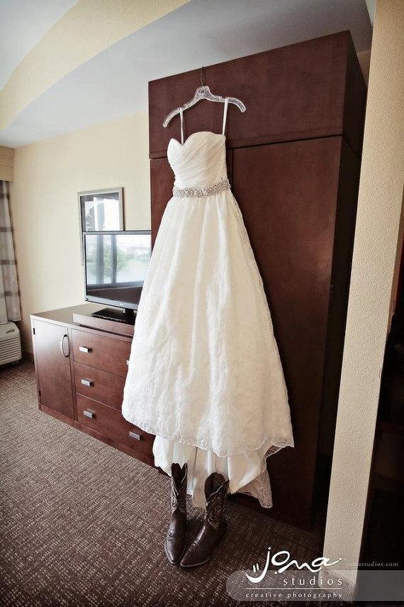 Wedding - Pearl and Rhinestone Flower Bridal Sash - Wedding Dress Belt