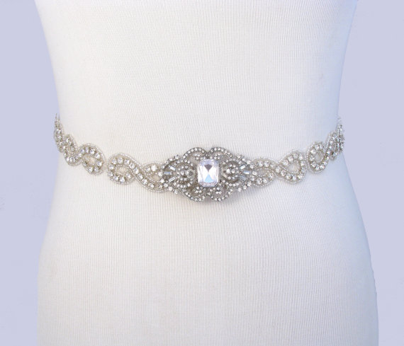 زفاف - 35 Satin Colors, Wedding Dress Belt, Jeweled Beaded Bridal Belt, Crystal Rhinestone Wedding Dress Sash, Infinity Symbol, Satin Ribbon Sash