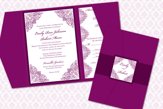 Mariage - DIY Wedding Invitation Template Set (Pocket Invitation) 