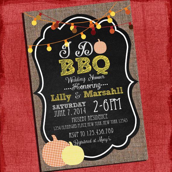 Wedding - Fall Autumn Style with Pumpkins  "I Do" BBQ Barbecue Couples/Coed Wedding Shower Invitation- I Design, You Print
