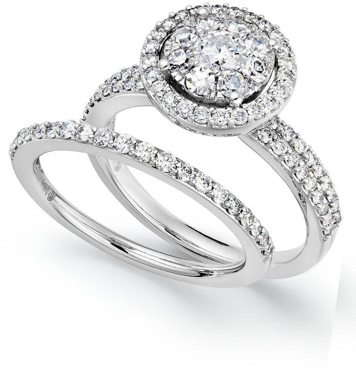 Hochzeit - Prestige Unity Diamond Engagement Ring and Wedding Band Ring in 14k White Gold (1-1/4 ct. t.w.)