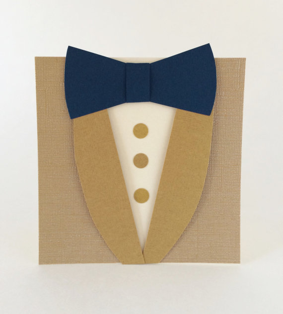 Свадьба - Tuxedo Groomsman Card - Tan Wedding - Ask a Groomsmen Bow Tie Card - Will you be my Best Man Invitation