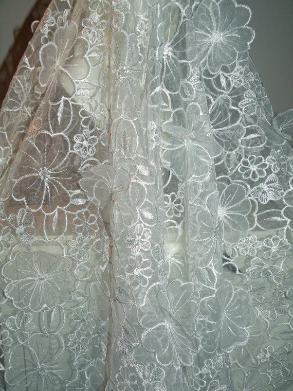 Свадьба - Silk Organza 3D Florals Pearls Wrap/Shrug/Shawl..Hands Free Style Bridal Wedding Off White..Clutch/Purse available