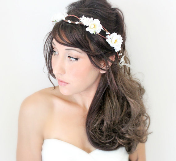 Hochzeit - SALE Rose Flower Crown by DeLoop, Wedding Headpiece, fairy wedding, bridal accessories, wedding hair  - Danielle - by DeLoop