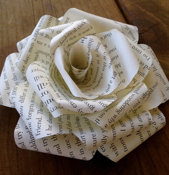 Hochzeit - Paper Book Rose Hair Clip