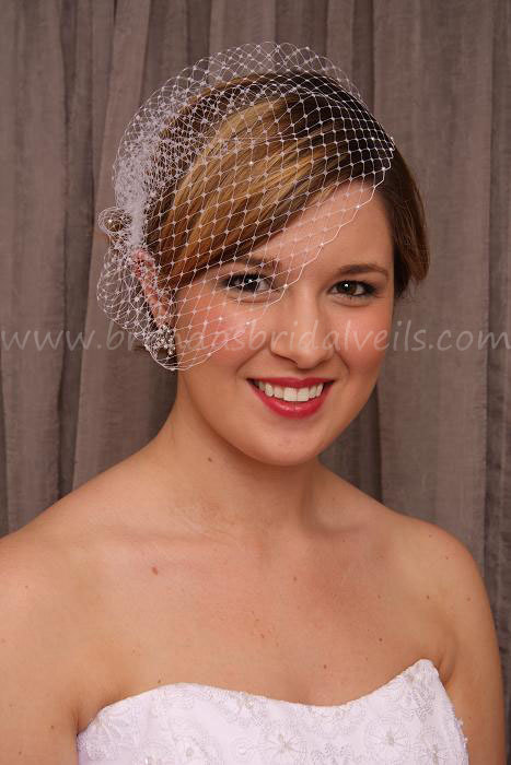 Wedding - Birdcage Veil, Pearl Accent Wedge, Wedding Veil