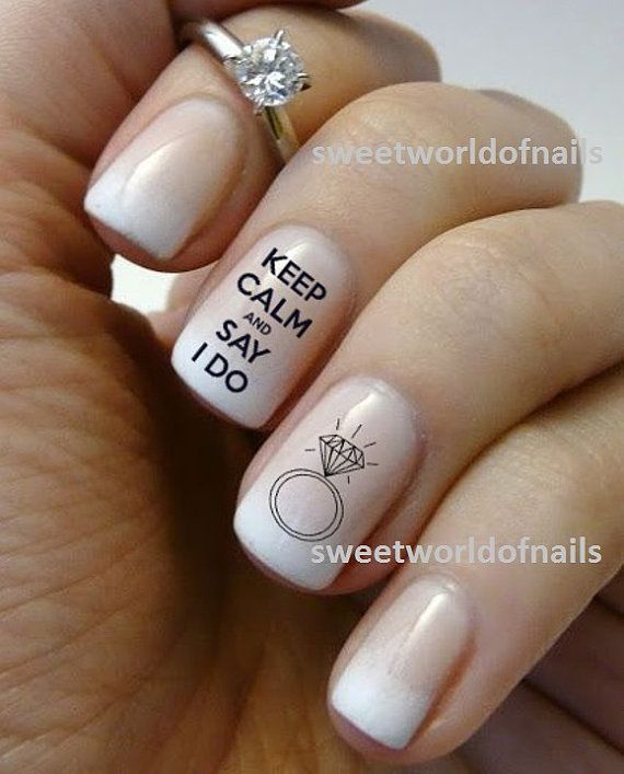 Свадьба - Wedding Nail Art Water Decals/ Water Transfers I Do Nails Wedding Ring KN004