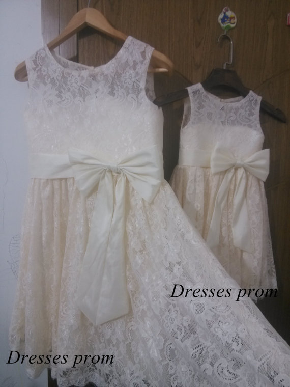 زفاف - On sale!!! ivory lace flower girl dress wedding flower girl dress wedding girl dress lace flower girl dresses with sash/bow