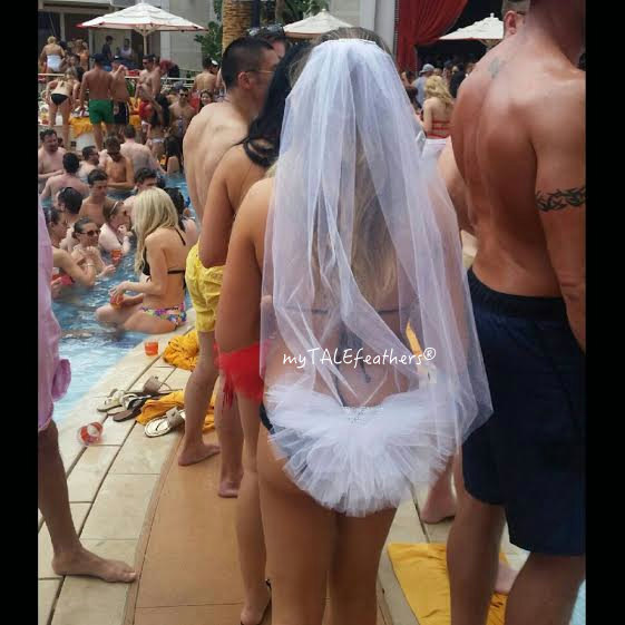 Mariage - SET: BRIDE Bling Bikini Veil & Bling Hair Veil by myTALEfeathers® - Bling Bikini Veil - Booty Veil - Bride Bling