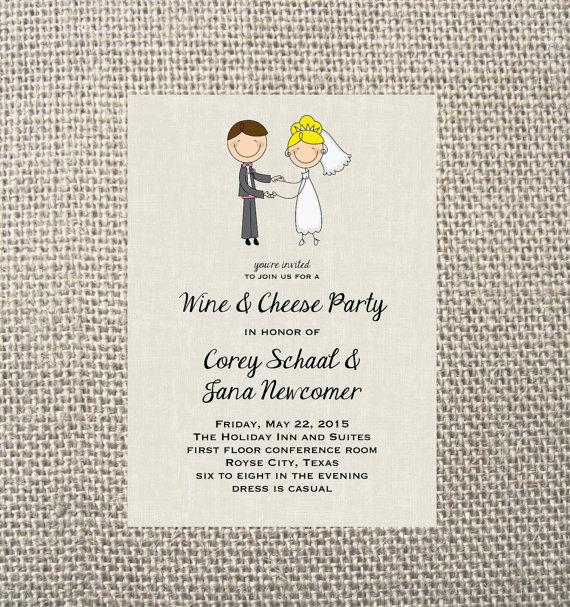 Mariage - PRINTED or DIGITAL Bride and Groom Stick People Rehearsal Wedding Shower Invitations 5x7 Customized Design 0.82 each