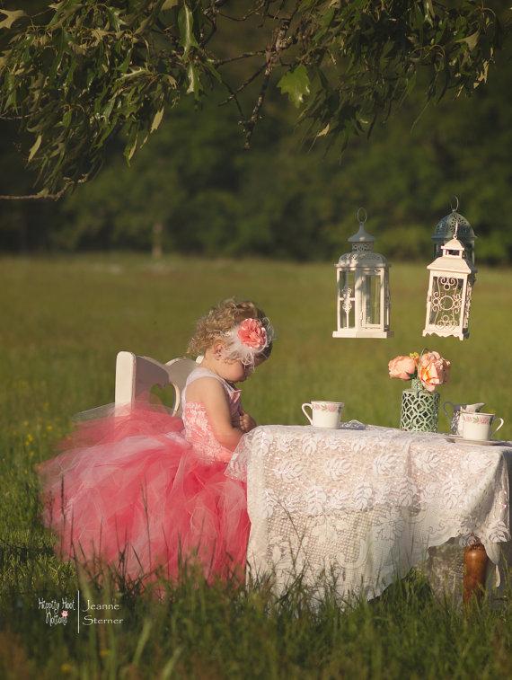 Wedding - Lace and satin  Pixie tutu dress with lace overlay bodice....Flower Girl Dress..Vintage Photography Prop