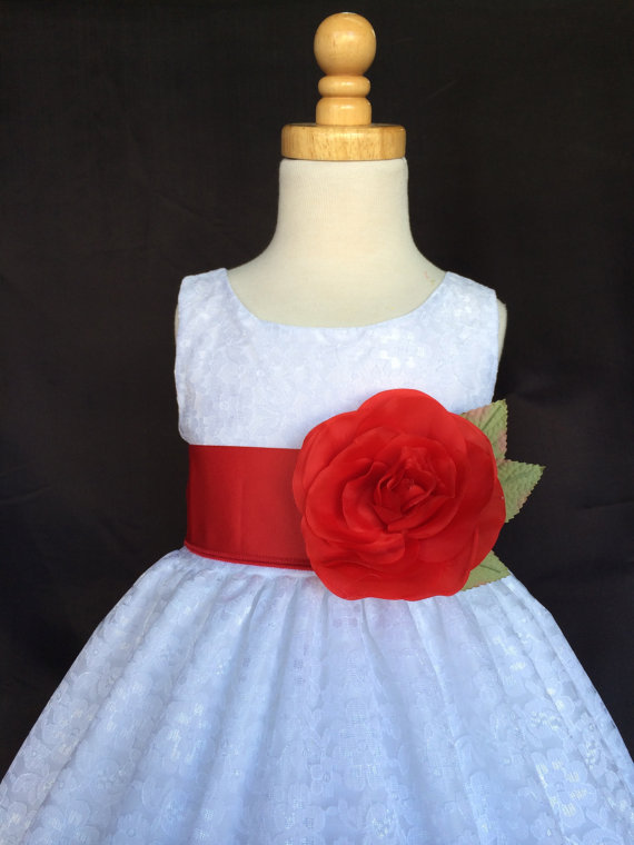 Mariage - White Flower Girl Dress Bridesmaid Lace Wedding Summer Toddler Girl Dresses S M L XL 2 4 6 8 10 12