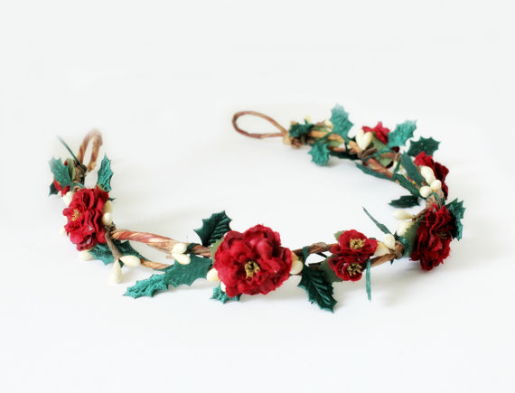 Mariage - Red Rose Floral Crown, Wedding, red wedding, Flower Crown, Fall Wedding, Autumn, Bridesmaids, holidays, Bridal, Hair Accessories,