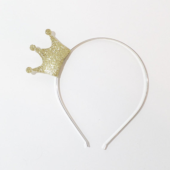 Hochzeit - CROWN princess headband Glitter - bridal shower, bachelorette, birthday party hat accessory headbands