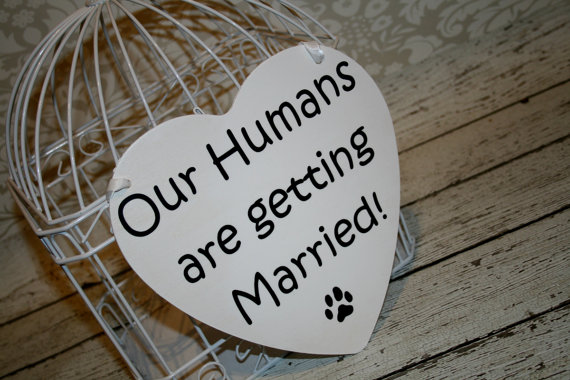 زفاف - Our Humans are getting Married Save the Date Sign Heart Signs Photography Props Enagement Pictures Wedding Dog Ring Bearer Flower Girl