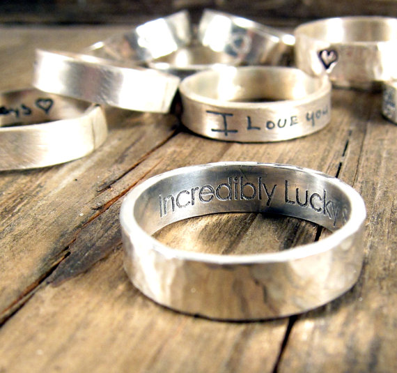 زفاف - Personalized Ring - Secret Message Ring -  Posey Ring - Silver Stamped Jewelry - Engraved Ring - Engraved Wedding Band