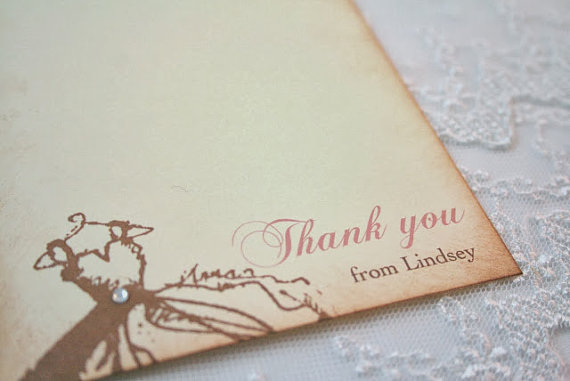 Hochzeit - Bridal Shower Thank You Cards Personalized Engagement Dress Set of 10