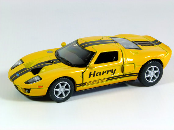 Wedding - Personalised Pageboy or Ring Bearer  gift, small die cast model race car, Ford GT40, 1:36, 12.5cm