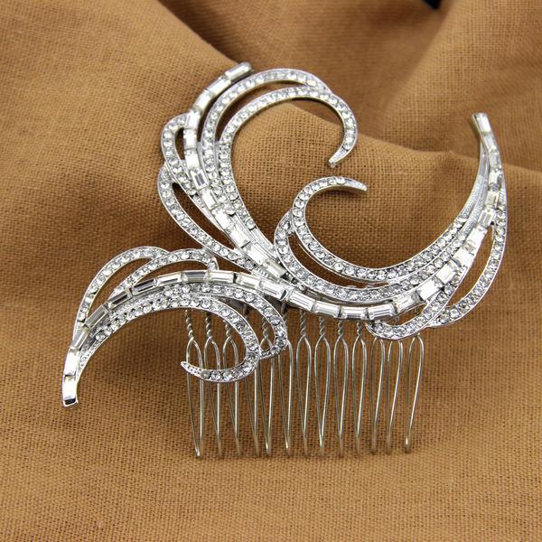 Свадьба - Abstract Wedding Bridal Hair Comb Crystal Rhinestone Headpiece For Brides