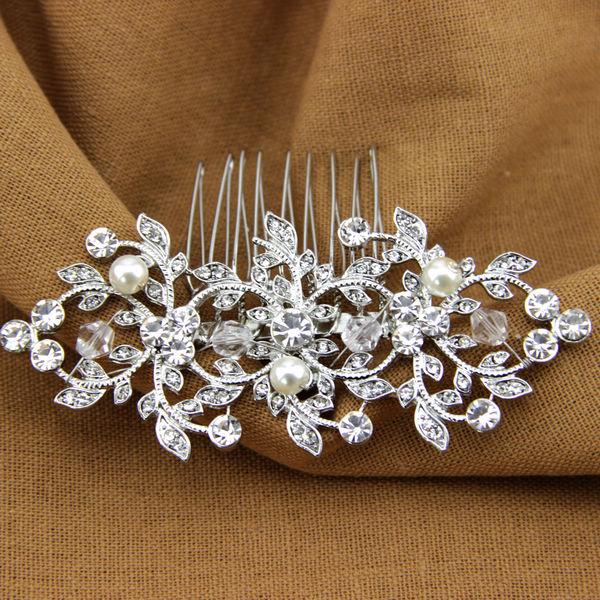 Mariage - Vintage Art Deco Crystal Bridal Headpiece Handmade Wedding Hairpiece Bride Hair Comb